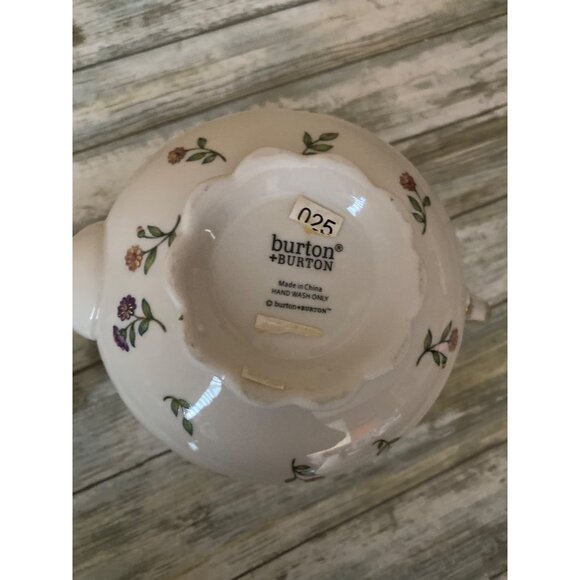 Burton + Burton Morning Meadows Teapot Butterflies Bees Flower Gold Trim - 4 Cup - Picture 6 of 16